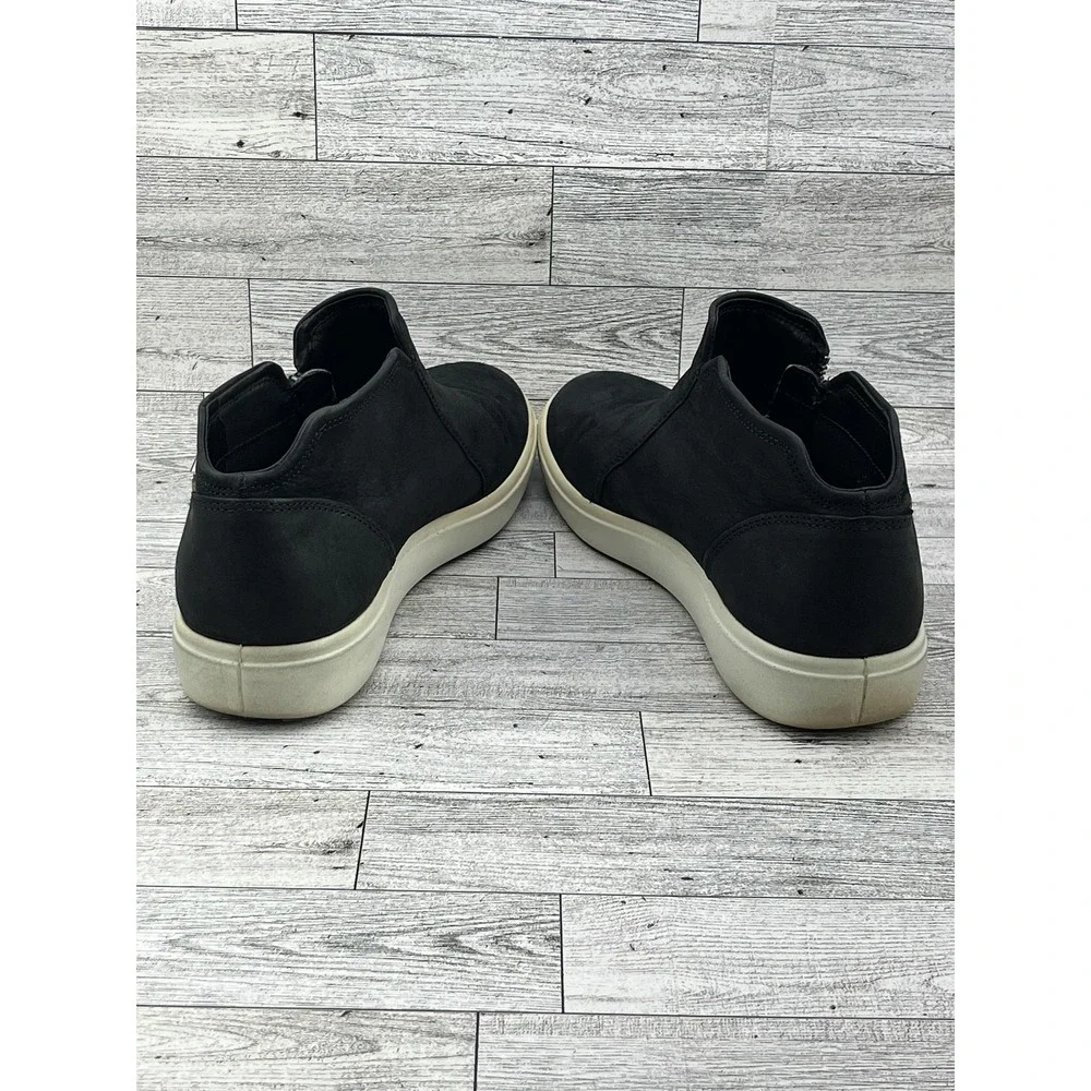 ECCO Soft 7 Shoes Mens Sz 8.5 42 Black Leather Side Zip Comfort Sneakers Casual‎